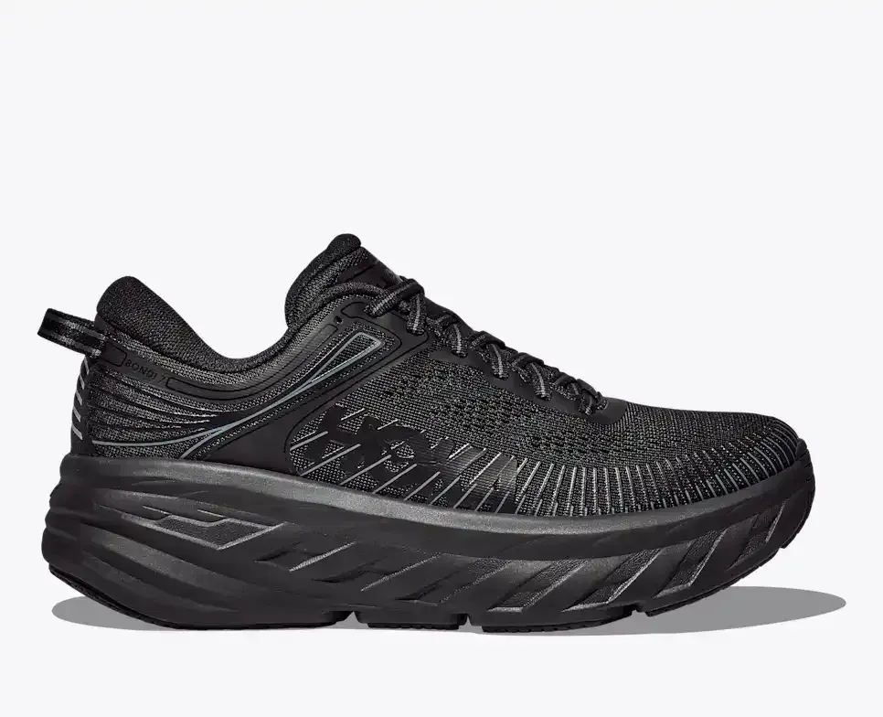 HOKA Bondi 7 Black - Men's Running Shoes & Trainers - front view