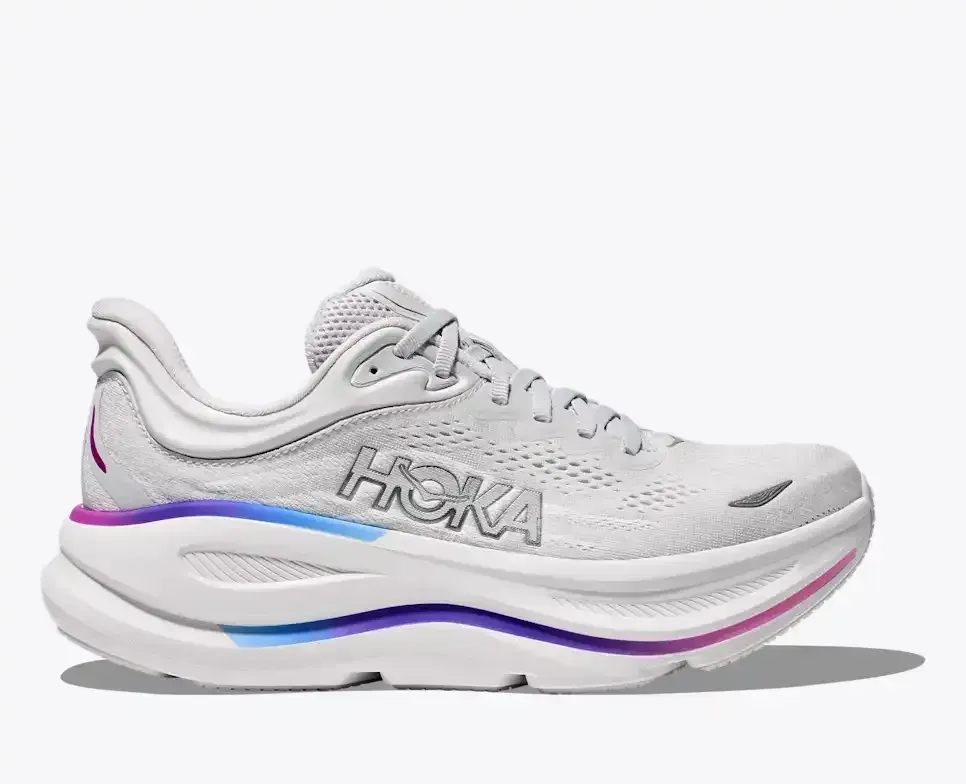 HOKA Bondi 9 Cosmic Grey White Mesh (Women’s) - Road Running Shoes - front view