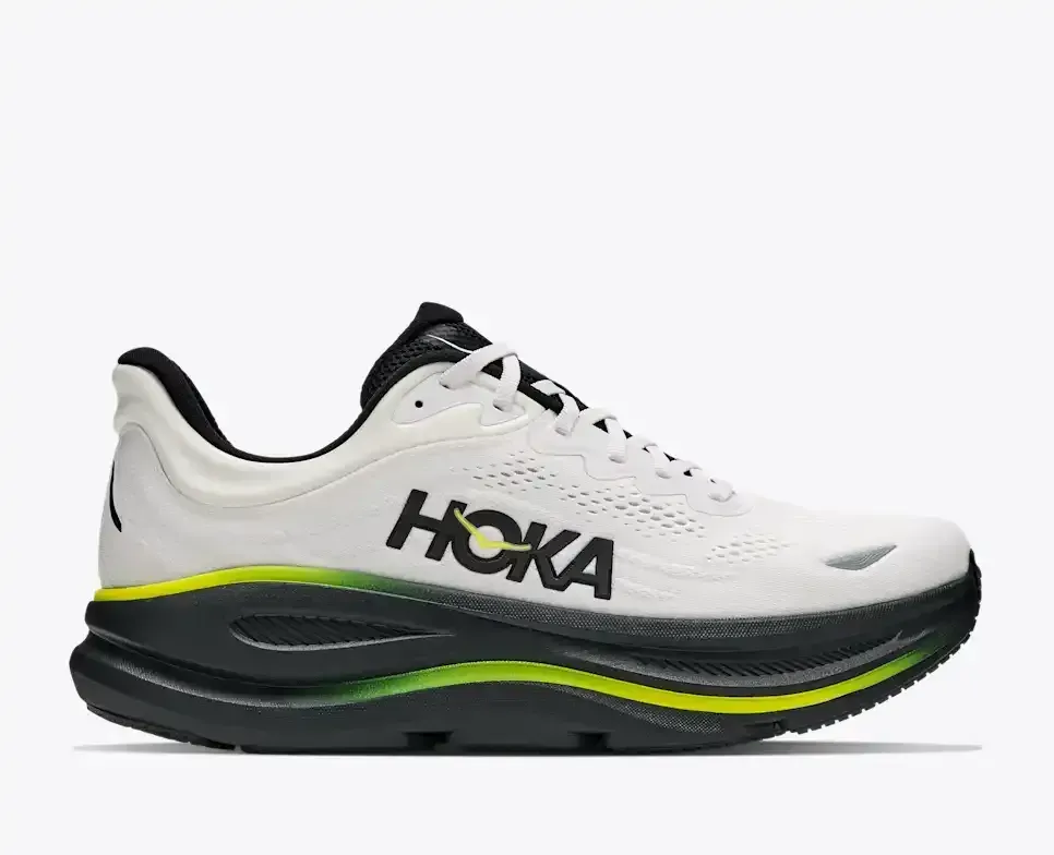 HOKA Bondi 9 White Citrus - Men's Road Running Shoes & Trainers - front view
