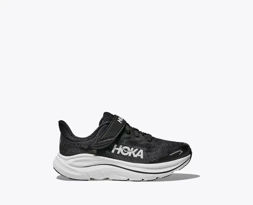 HOKA Clifton 10 Black White (Little Kids) - Clifton 10 - front view