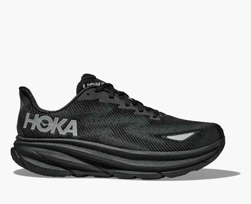 HOKA Clifton 9 Gore-Tex Black Black - Men's Road Running Shoes & Trainers - front view