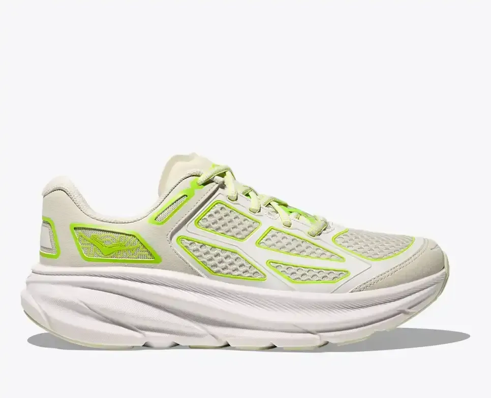 HOKA Clifton One9 Truffle Salt Neon Lime - Men's Running Shoes & Trainers - front view
