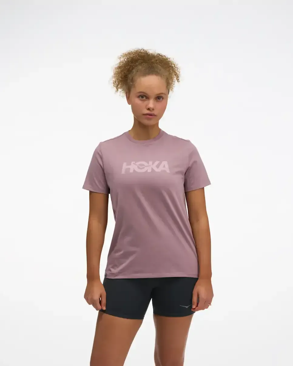HOKA Core Logo Graphic Tee Dark Quartzite (Women’s) - Women's Products - front view