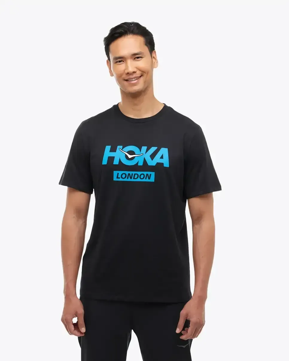 HOKA London City Tee Black - Men's Running Shoes & Trainers - front view