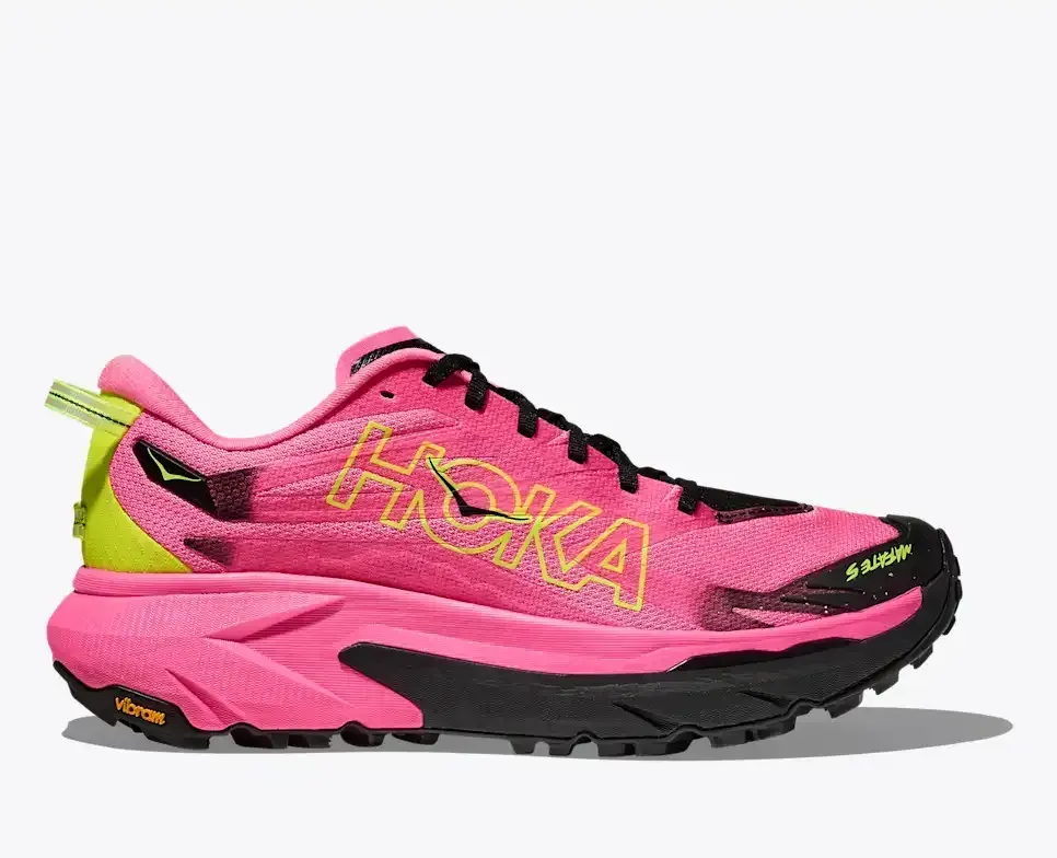 HOKA Mafate 5 Neon Rose Black - Men's Running Shoes & Trainers - front view