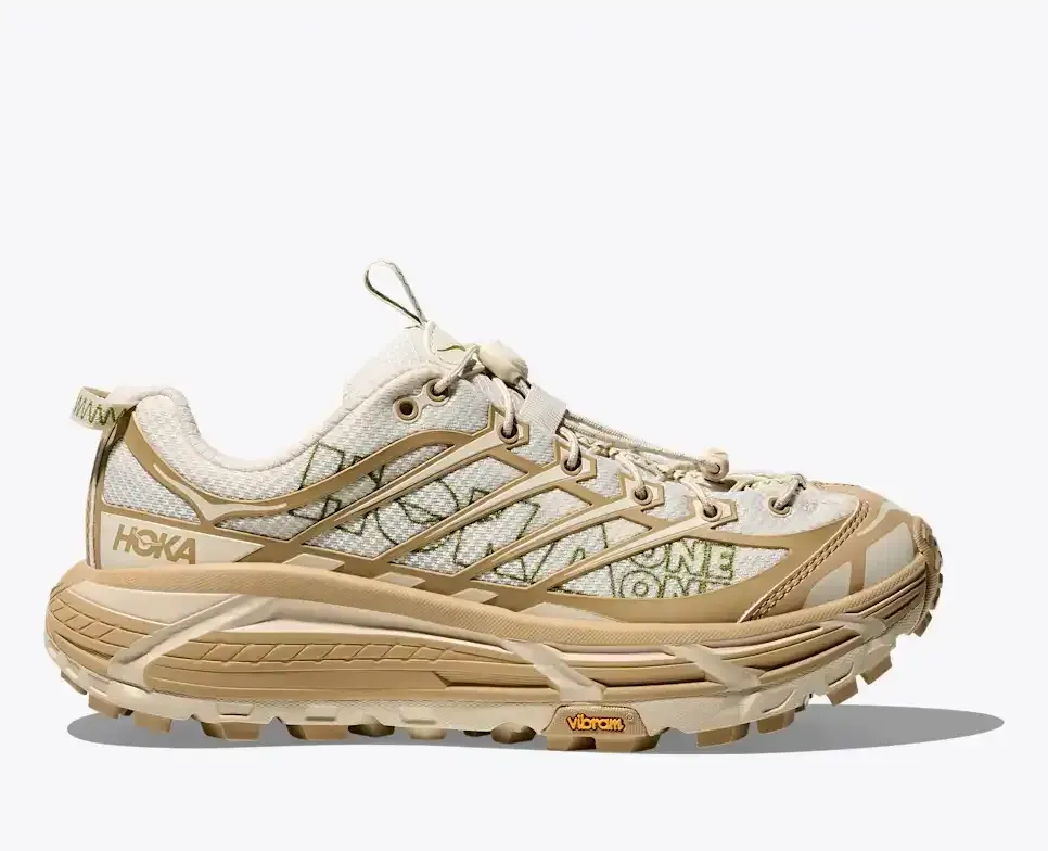 HOKA Mafate Three2 Khaki Oatmilk - Men's Running Shoes & Trainers - front view
