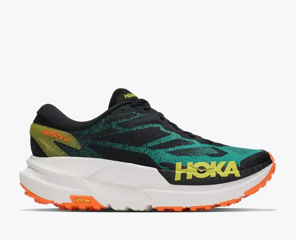 HOKA Mafate X Black Electric Aqua - Men's Running Shoes & Trainers - front view
