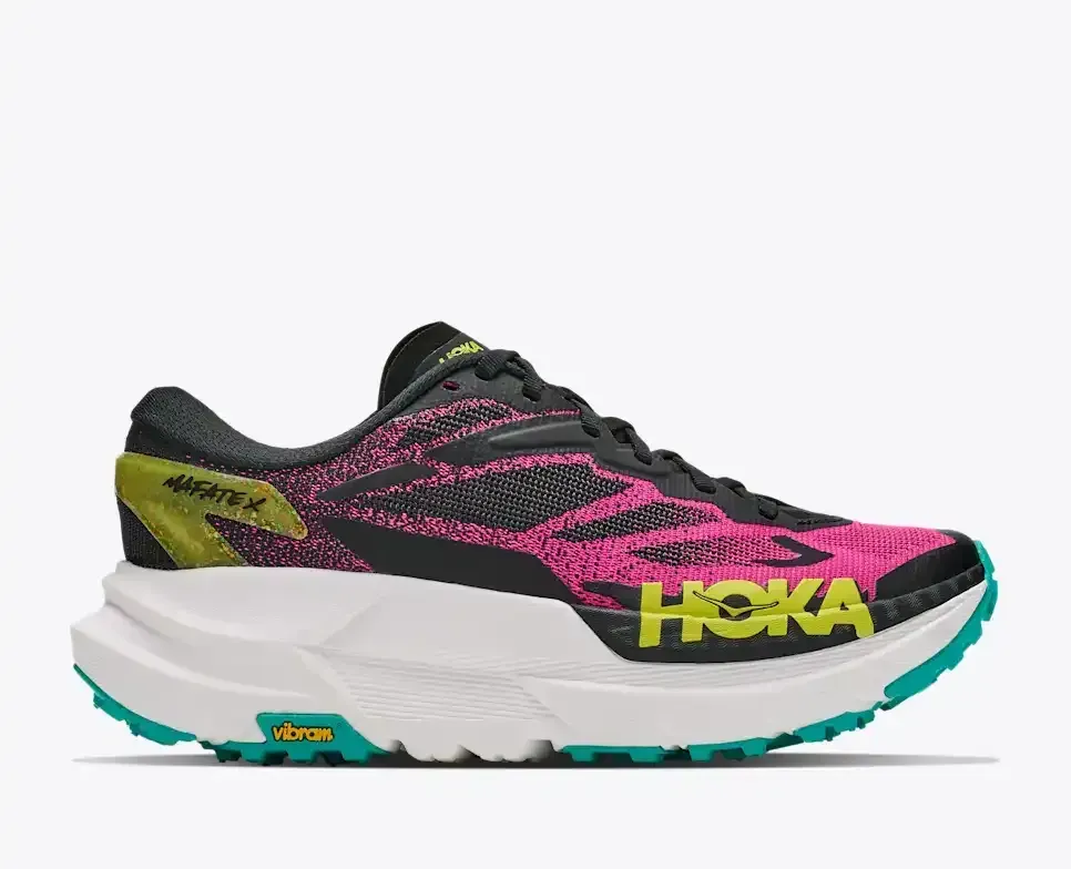 HOKA Mafate X Black Neon Dragonfruit (Women’s) - Trail Running Shoes - front view