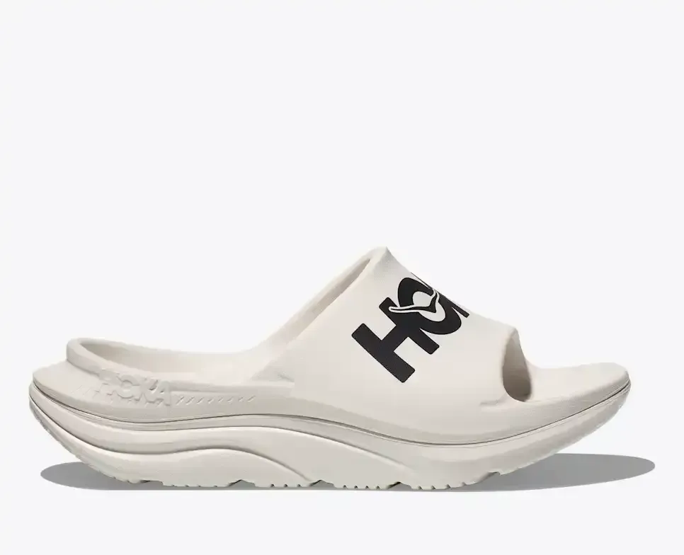 HOKA Ora Athletic Slide White Black - Men's Running Shoes & Trainers - front view
