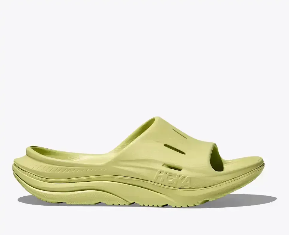 HOKA ORA Recovery Slide Honeydew - Men's Running Shoes & Trainers - front view