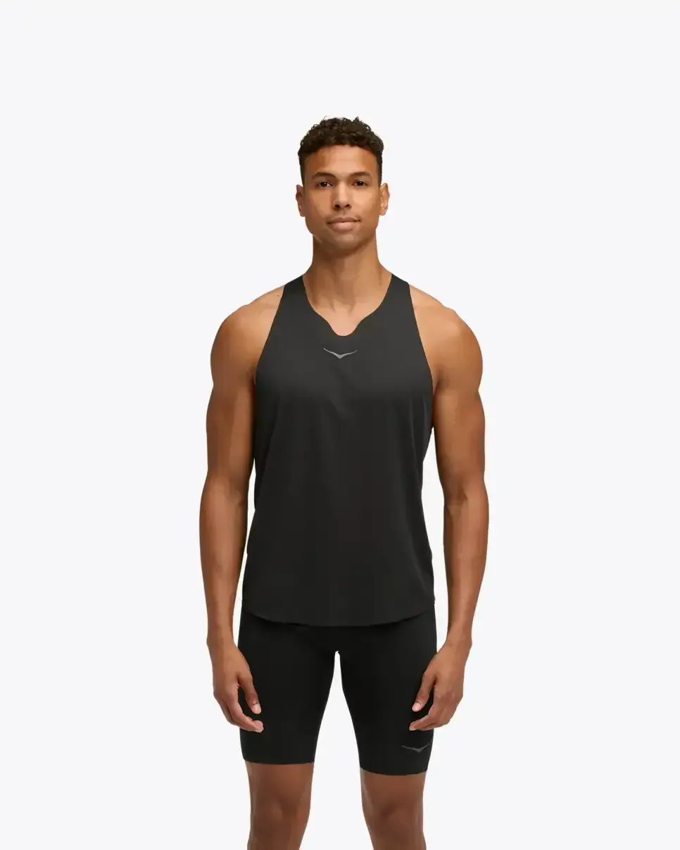 HOKA Race Day Singlet Black - Men's Running Clothing & Gear - front view