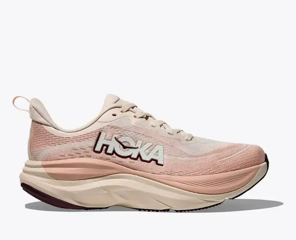 HOKA Skyflow Rose Cream Rose Latte (Women’s) - Women's Running Shoes - front view