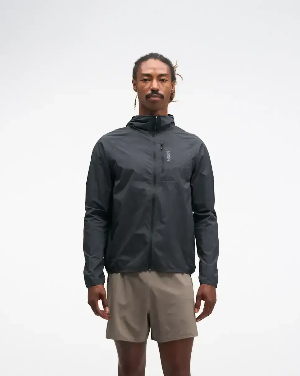 HOKA SkyFlow Wind Jacket Black - Men's Running Clothing & Gear - front view