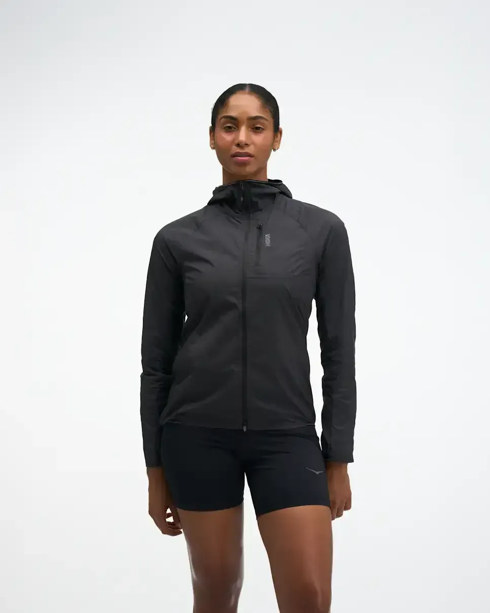 HOKA SkyFlow Wind Jacket Black (Women’s) - Women's Products - front view