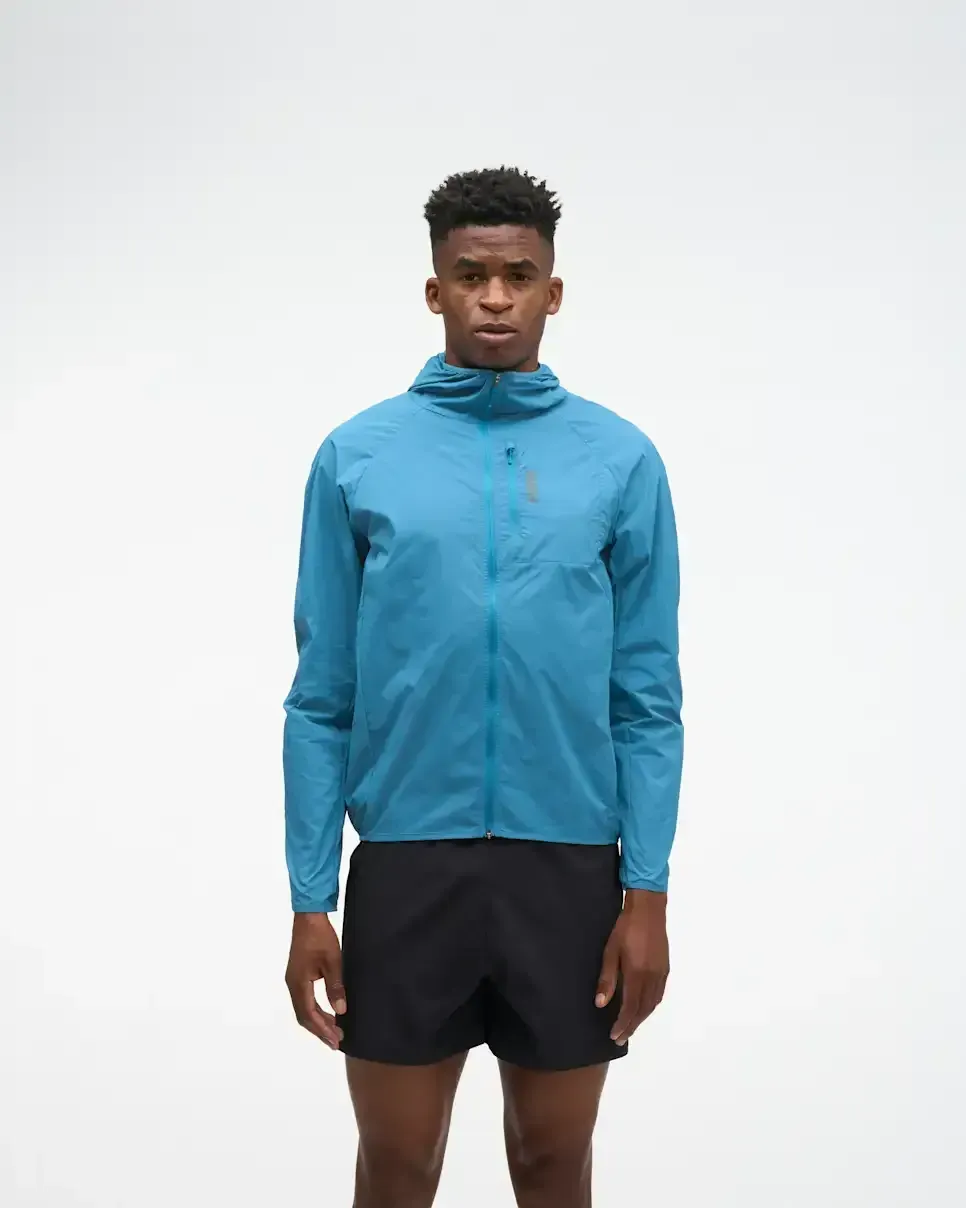 HOKA SkyFlow Wind Jacket Night Glow Blue - Men's Running Clothing & Gear - front view