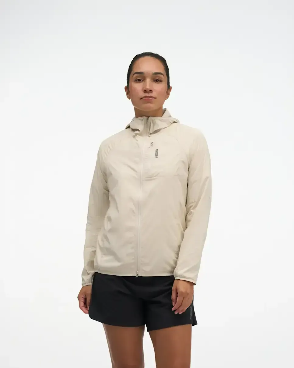 HOKA SkyFlow Wind Jacket Oat Milk (Women’s) - Women's Products - front view