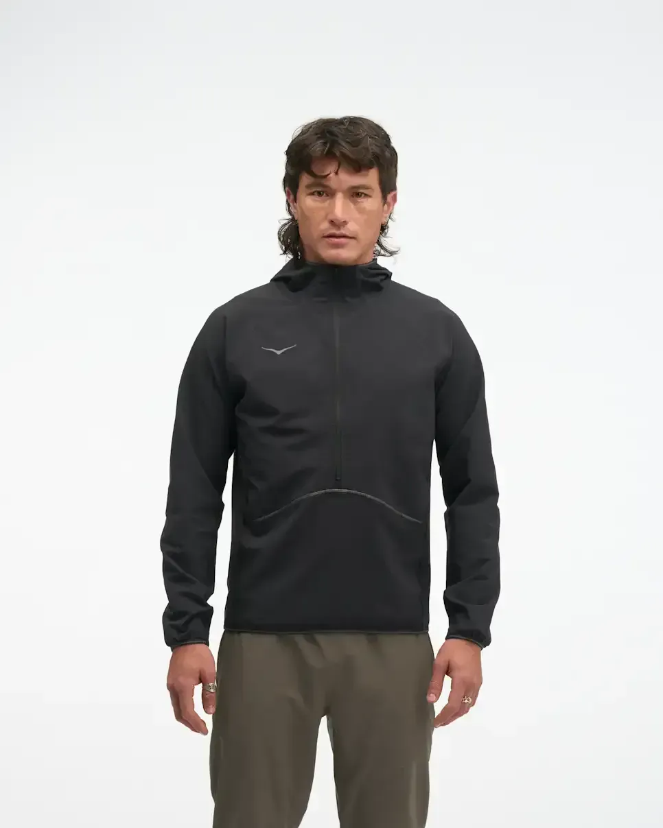 HOKA SkyGlow Half-Zip Black Black - Men's HOKA Exclusives - front view