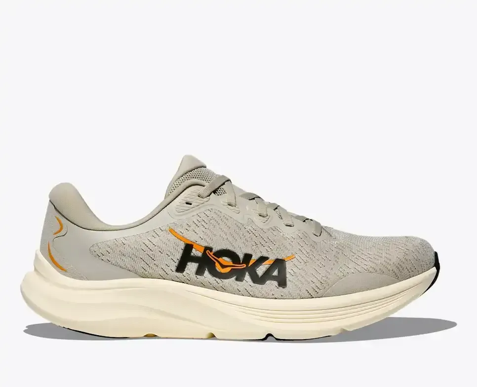 HOKA Solimar 2 Oyster Mushroom Vintage Yellow - Men's Running Shoes & Trainers - front view