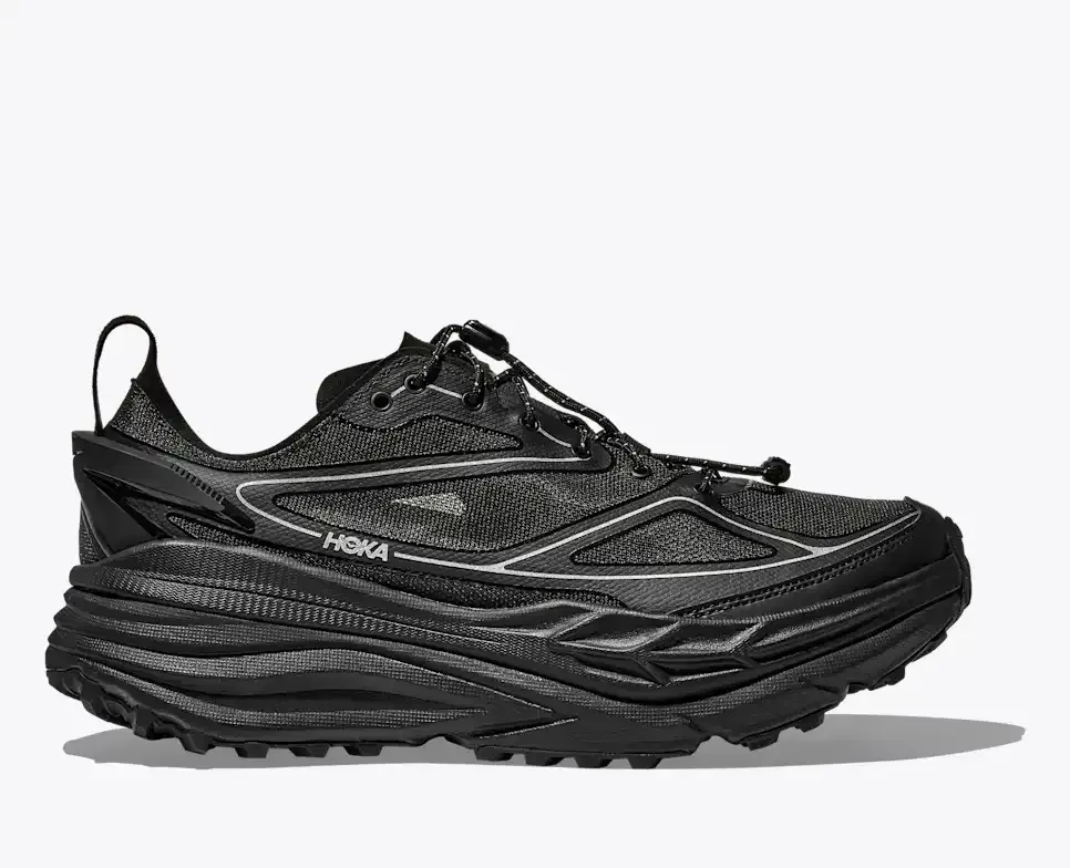 HOKA Stinson One7 Black Silver - Men's Running Shoes & Trainers - front view